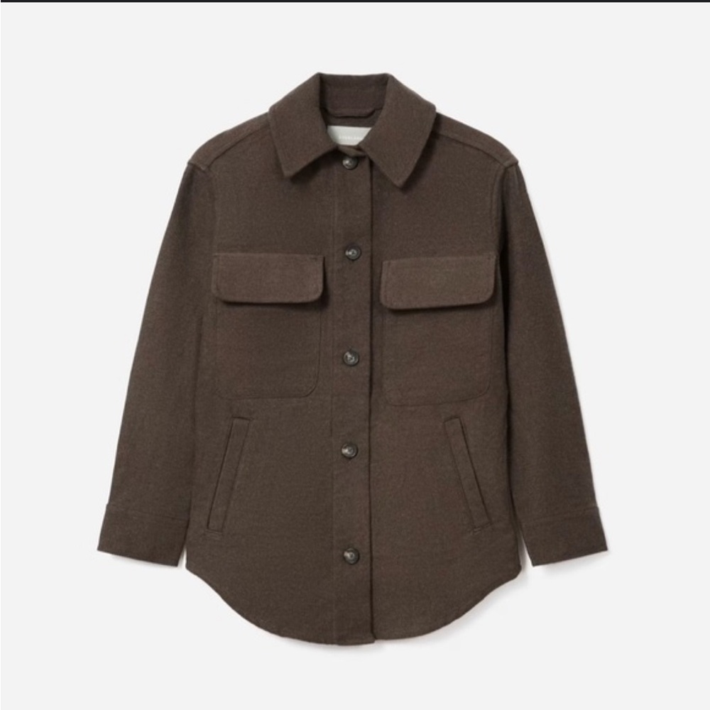 Everlane The Oversized Shirt Jacket in Dark Heathered Brown